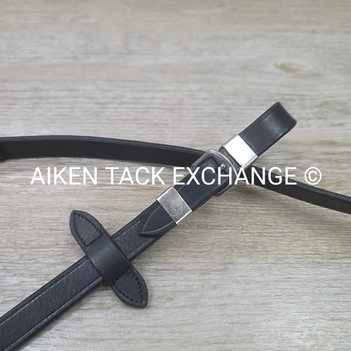 Leather Bridle, No Noseband, with Matching Cotton Web Reins, Black, Oversize