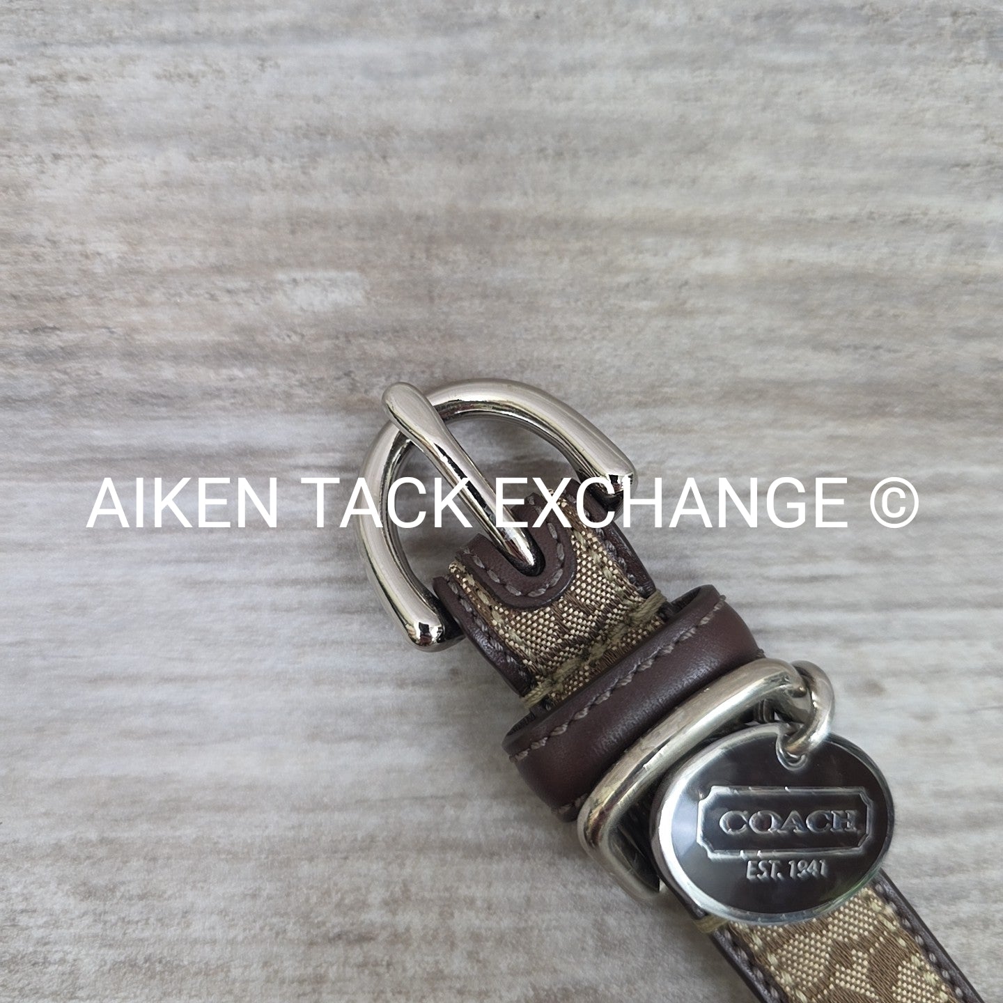 Coach Canvas Dog Collar w/ Matching Leash, Size Small