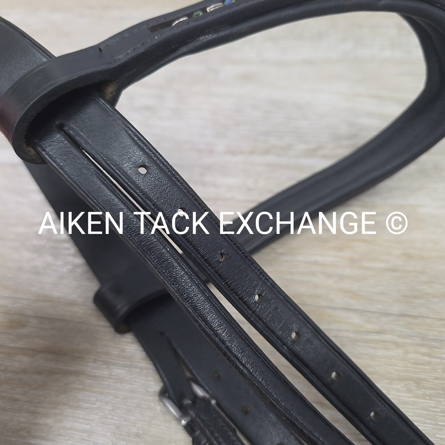 Paris Tack Crown Piece with Curved Beaded Browband, Black, Size Full