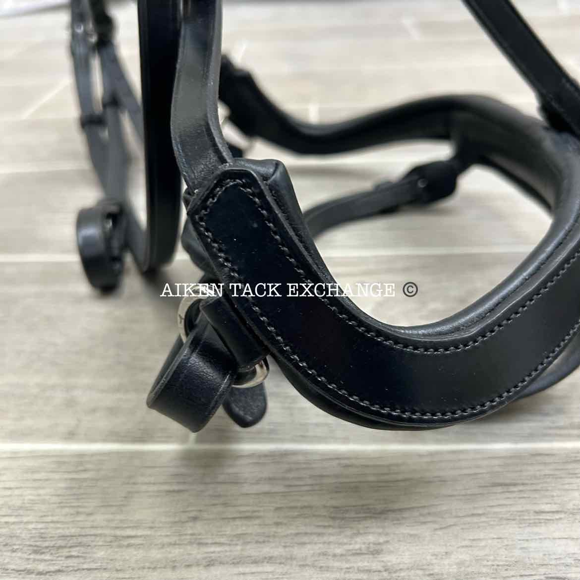 KL Select Red Barn Arena Ergonomic Bridle with Reins, Black, Size Full