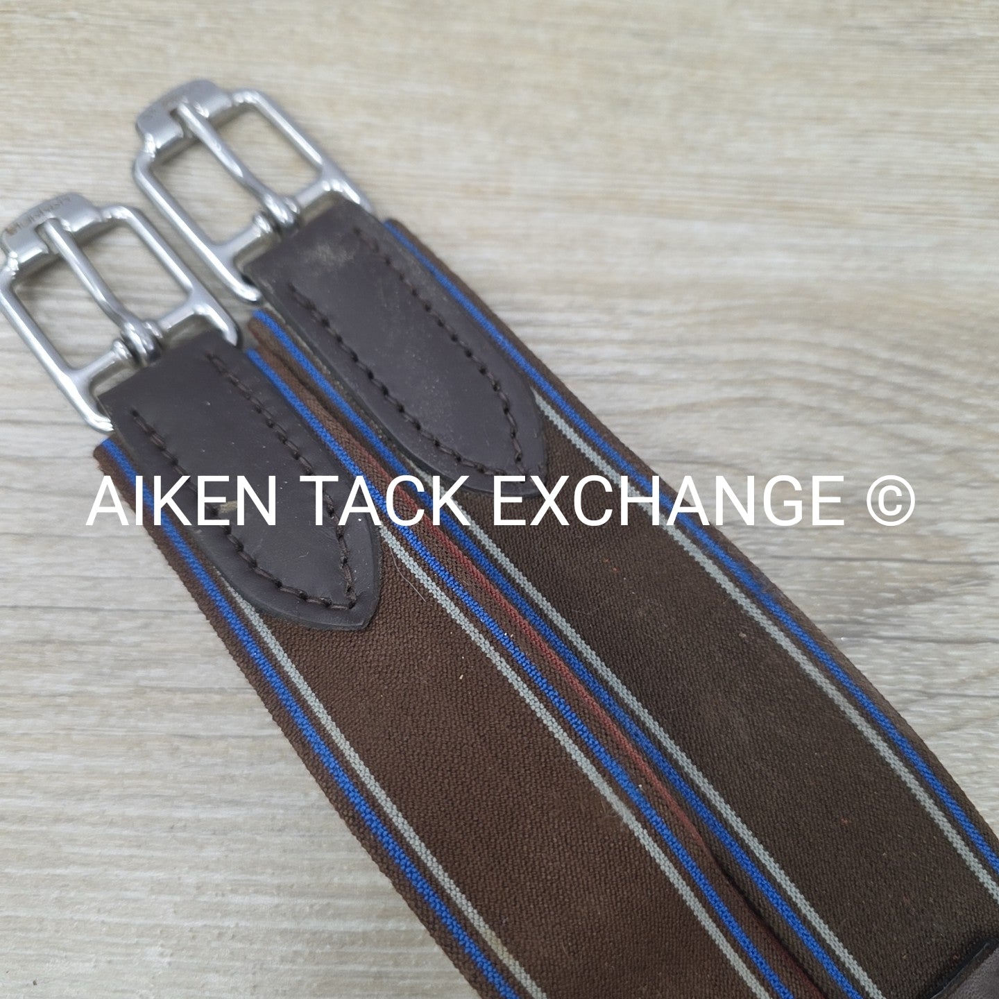 Stubben Leather Girth with Double End Elastic, Brown, 60" (150 cm)