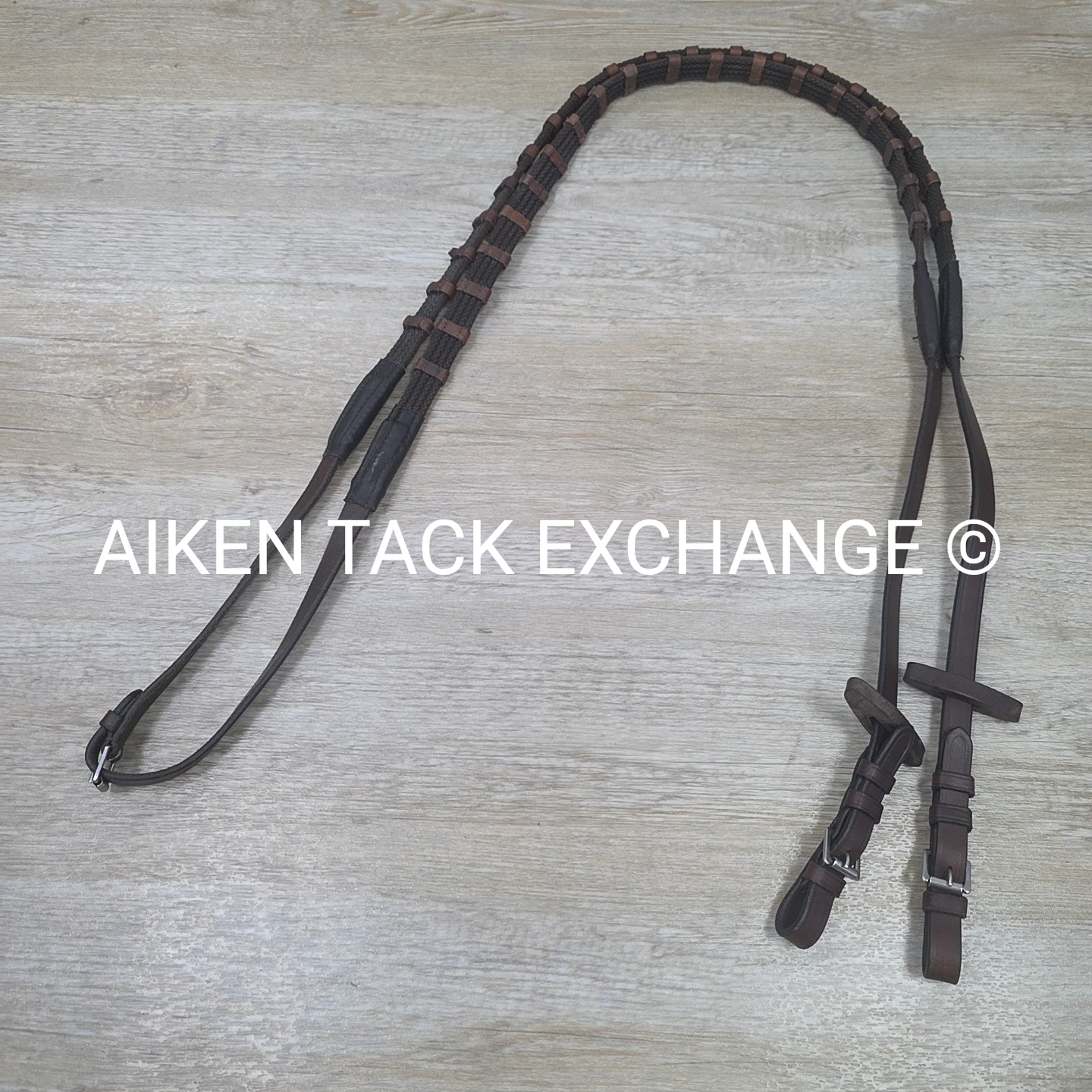 Correct Connect Sure Grip Rubber Reins with 1" Hand Stops, Brown, 55"
