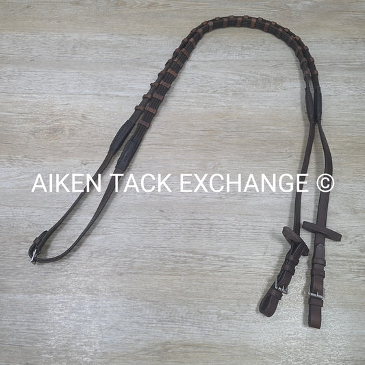 Correct Connect Sure Grip Rubber Reins with 1" Hand Stops, Brown, 55"