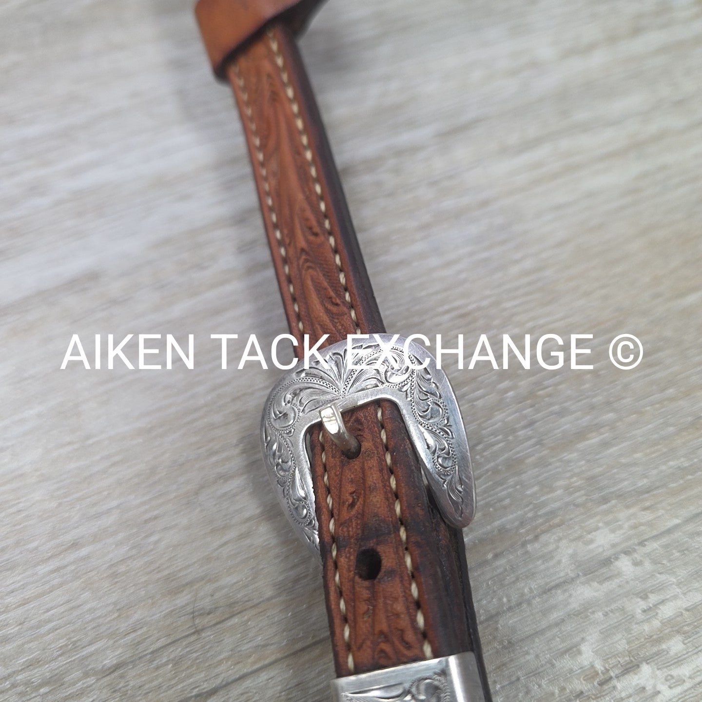 One Ear Silver Western Show Headstall, No Reins, Size Full