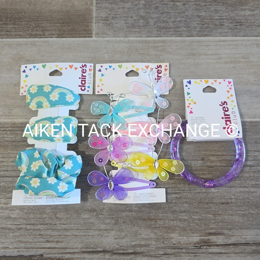 Claire's Club Bundle - 8 Hair Clips, 1 Scrunchie, 1 Bracelet