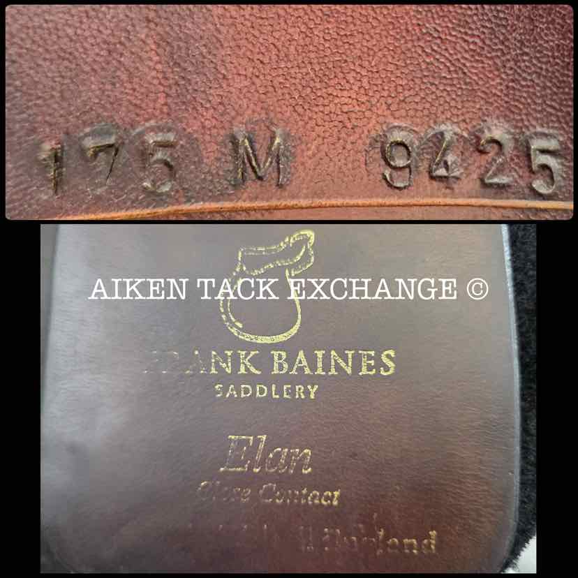 2008 Frank Baines Elan Close Contact Jump Saddle, 17.5" Seat, Medium Tree, Wool Flocked Panels