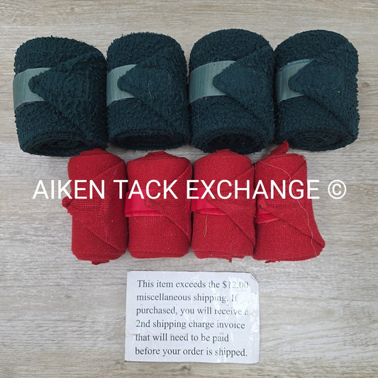 BARGAIN BUNDLE: 4 Polo Wraps, Green & 4 Knit Wraps, Red