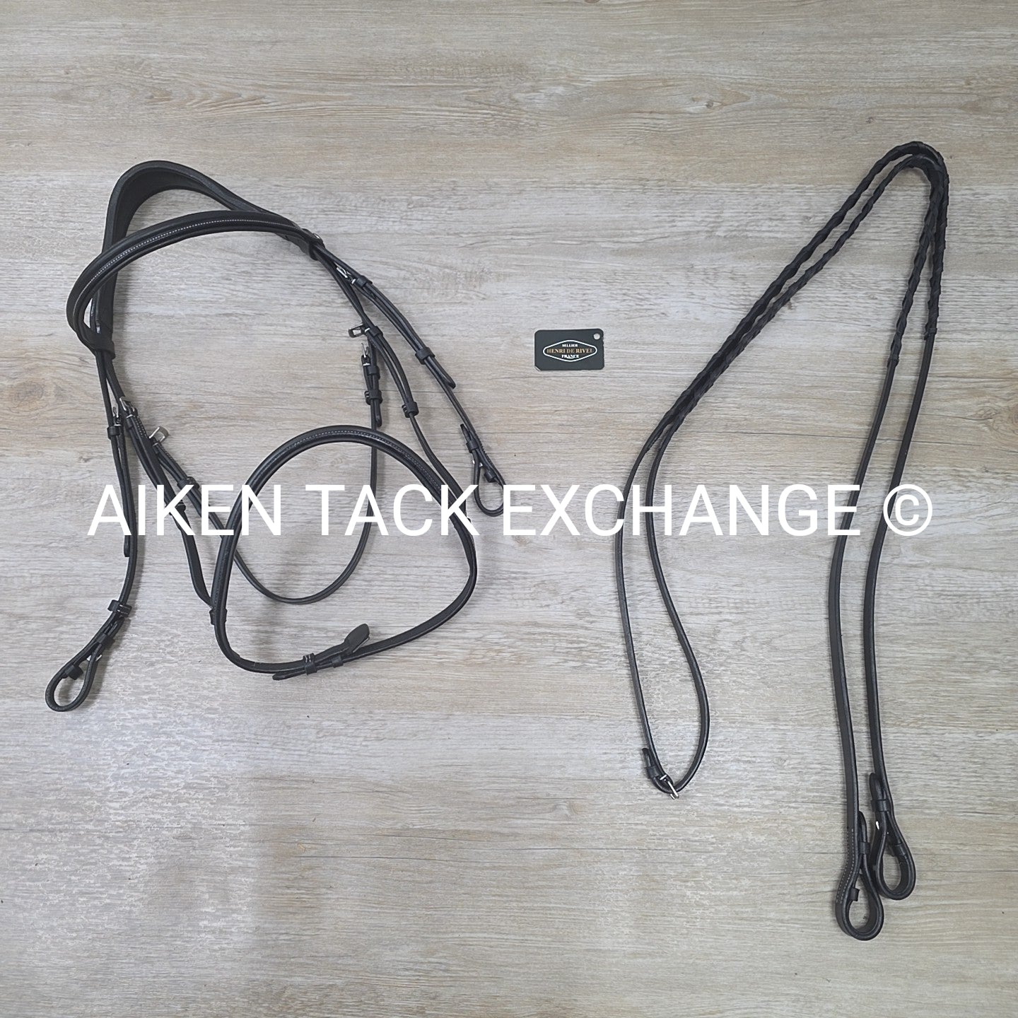 HDR Pro Mono Crown Plain Raised Padded Bridle with Laced Reins, Black, Oversize