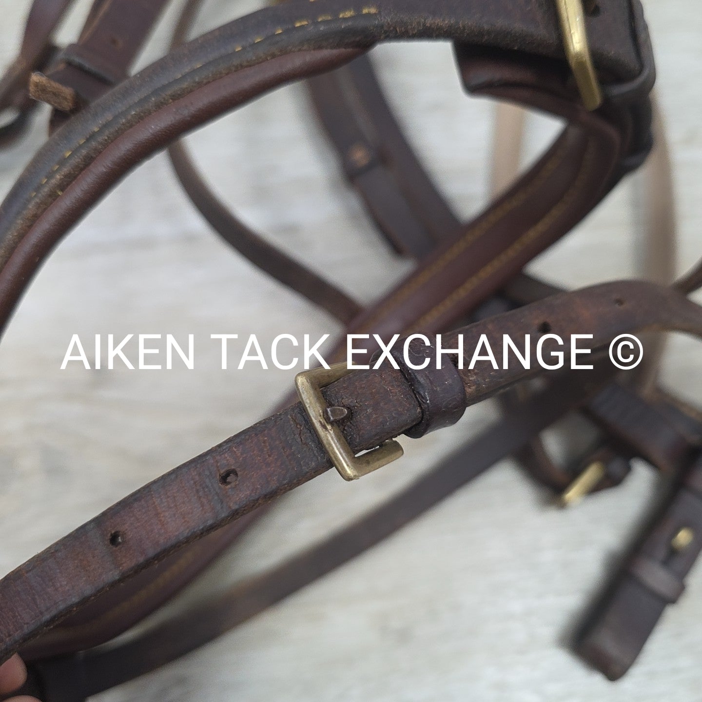 Stubben Plain Raised Flash Bridle with Matching Cotton Web Reins, Brown, Size Fu