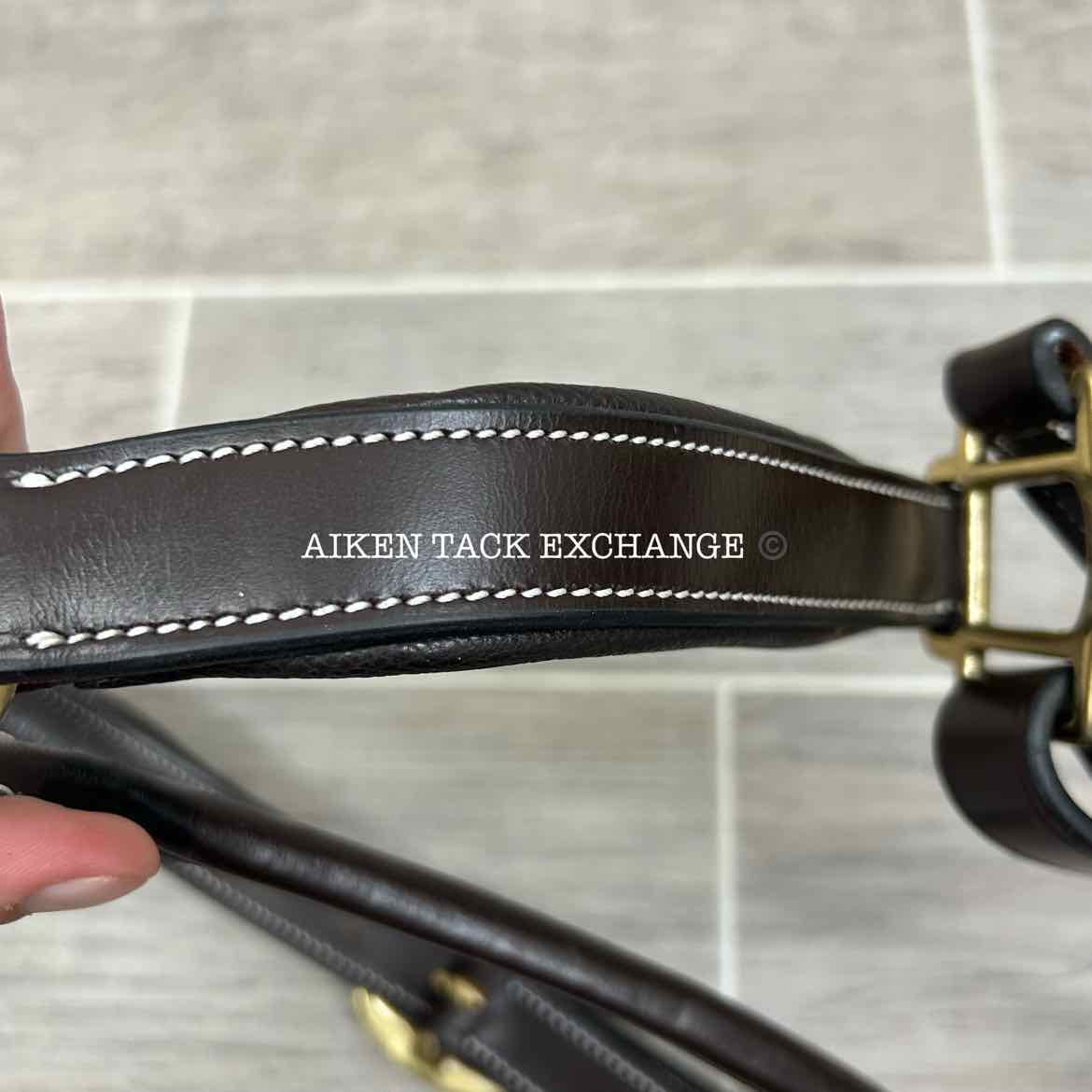 KL Select Black Oak Willow Padded Leather Halter, Brown/Brass, Size Pony