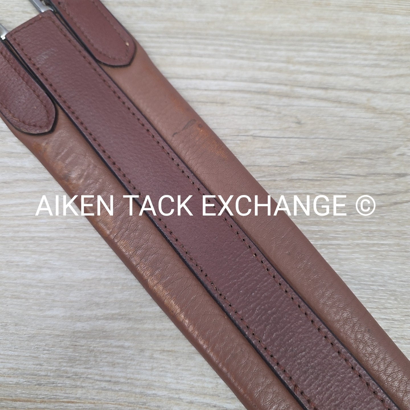 Leather Girth with Single End Elastic, Brown 54"