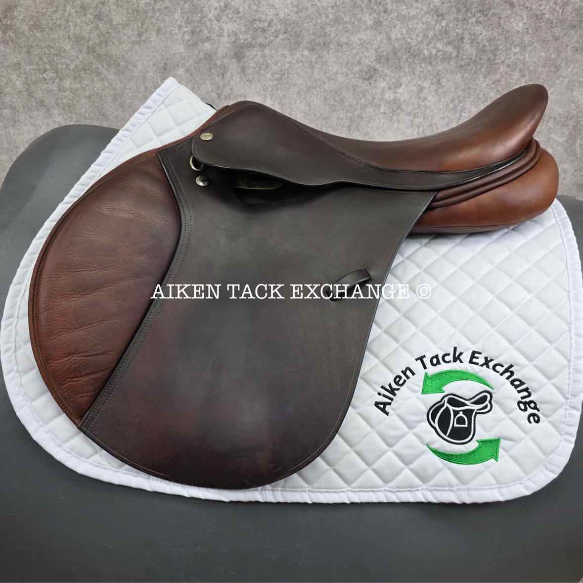 2008 Frank Baines Elan Close Contact Jump Saddle, 17.5" Seat, Medium Tree, Wool Flocked Panels