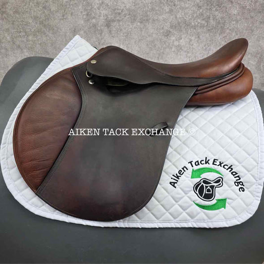 2008 Frank Baines Elan Close Contact Jump Saddle, 17.5" Seat, Medium Tree, Wool Flocked Panels