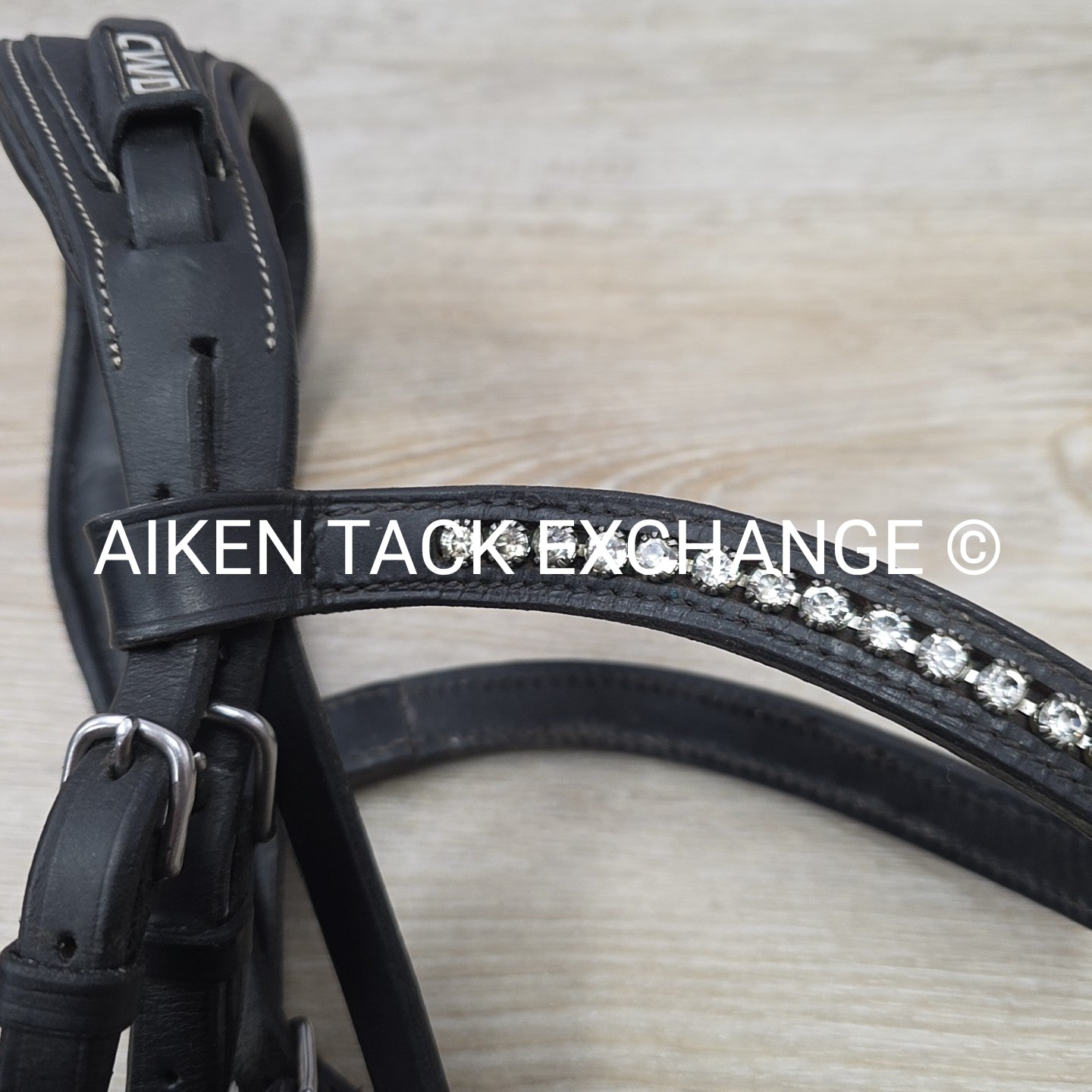 CWD Anatomic French Noseband Bridle with Fancy Stitching & Bling Browband, Black