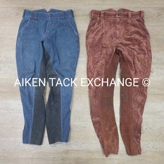 BARGAIN BUNDLE: 2 Pair Good Fellow Full Seat Breeches, Denim & Corduroy, Size 30