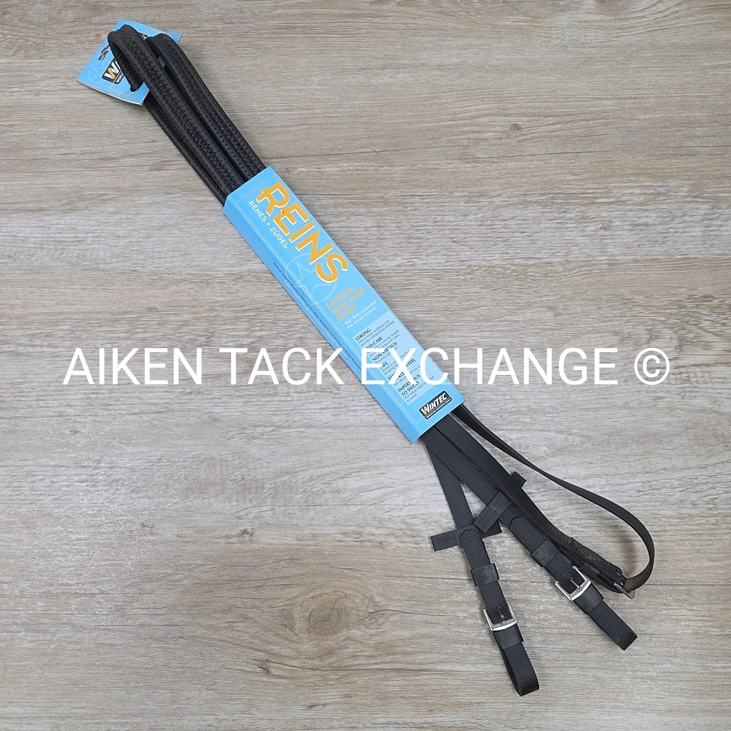 Wintec Equi-Leather Grip Reins, Black, Full