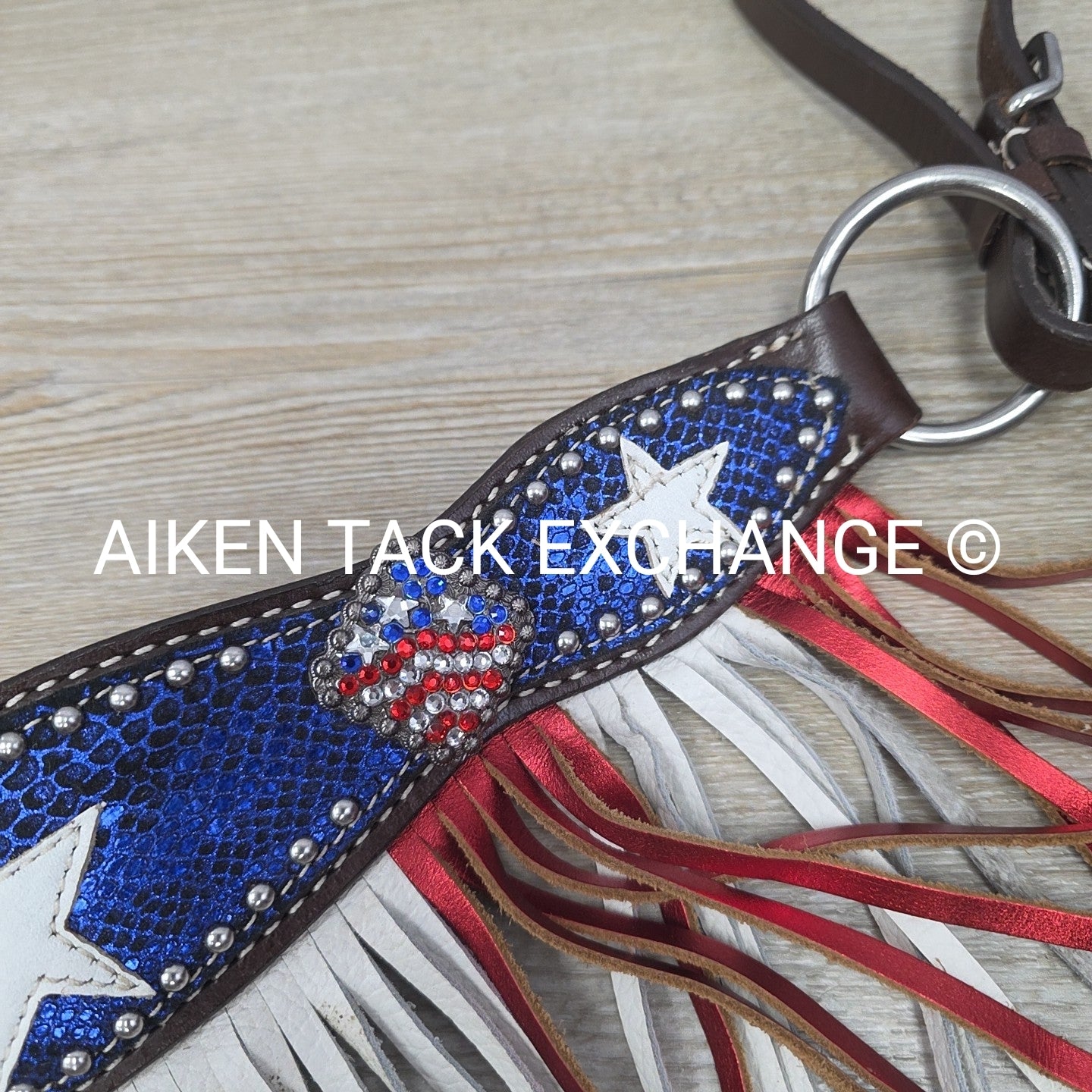 Showman Patriotic Fringe Headstall & Breast Collar Set, Size Full