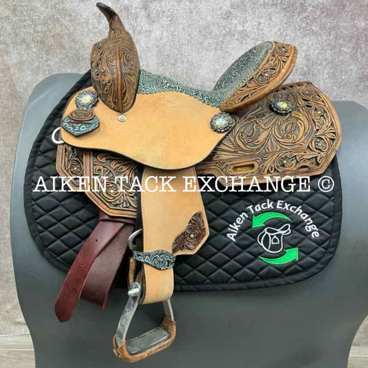 Silver Royal Skylar Youth Barrel Western Saddle, 12" Seat, Wide Tree - Full QH Bars