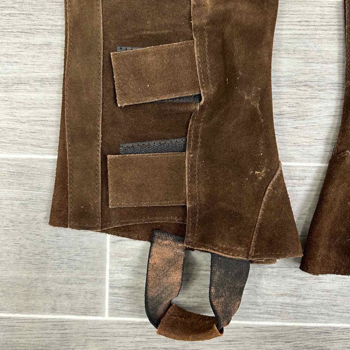 Mary's Tack & Feed Suede Half Chaps, Brown, Size Small