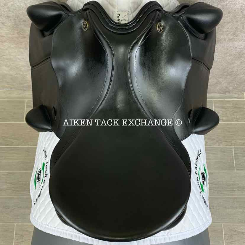 **SOLD** 2002 Kieffer Norbert Koof All Purpose Jump Saddle, 17" Seat, Wide Tree, Wool Flocked Panels