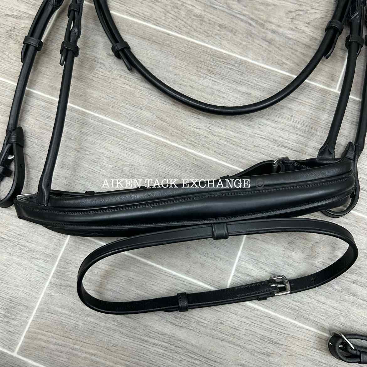 KL Select Flexion Rolled Snaffle Bridle with Reins, Black, Size Full