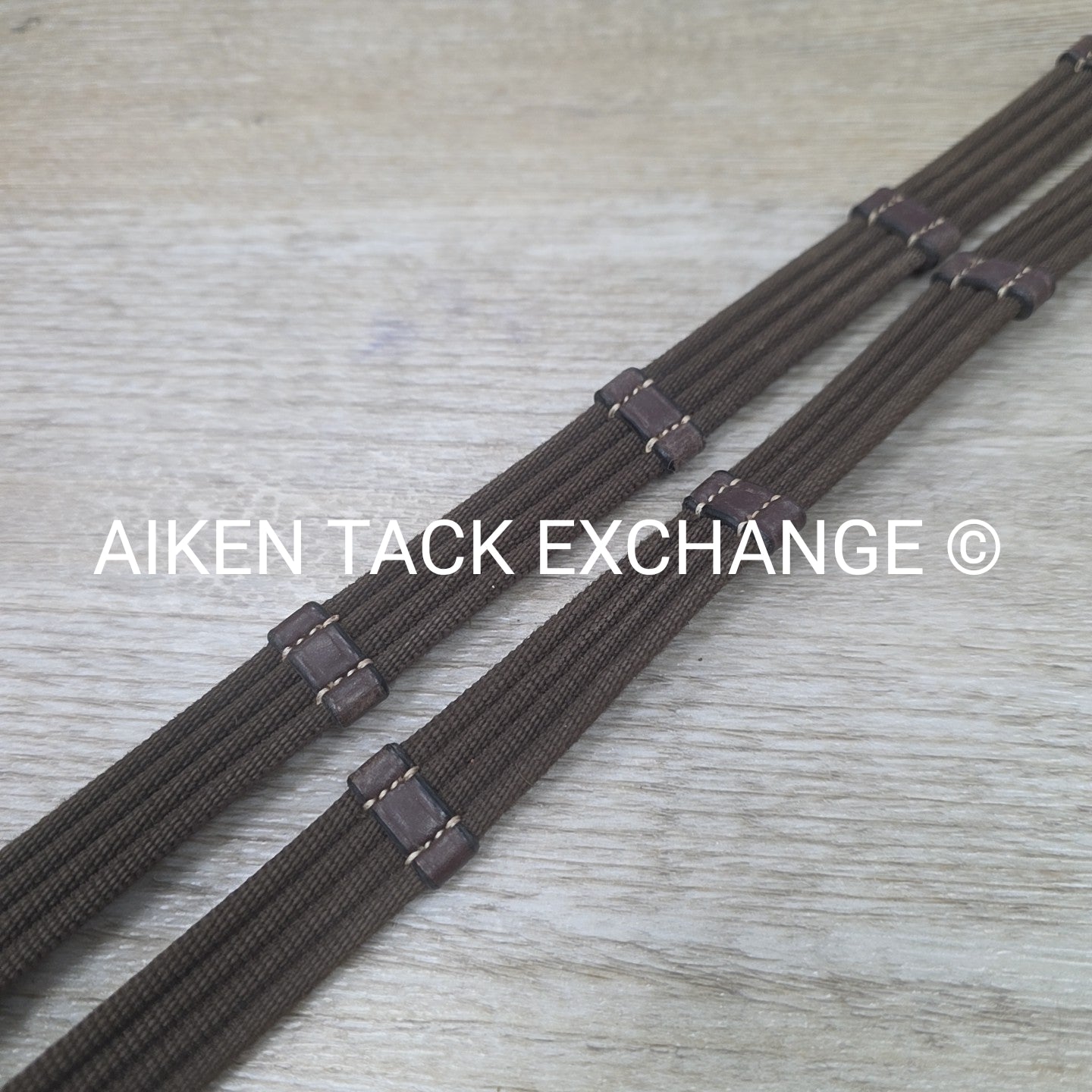 Dy'on Fancy Stitched Cotton Web Reins, Brown, Size Full