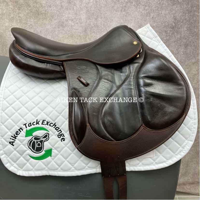 2013 Devoucoux Chiberta Monoflap Jump Saddle, 18.5" Seat, 2AAR Flap, Medium Tree, Wool Flocked, Full Buffalo Leather