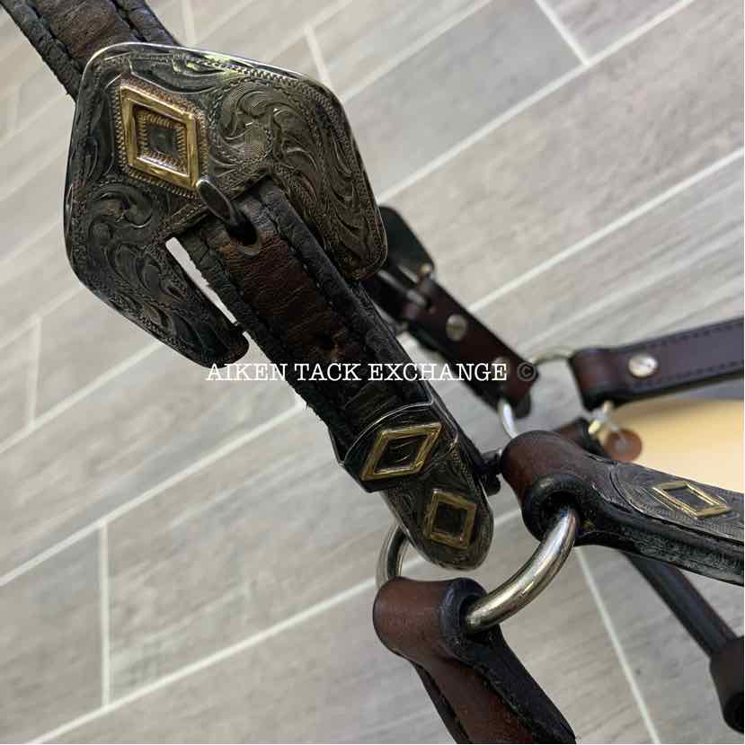 Tory Leather Silver Plated Diamond Show Halter, Size Full