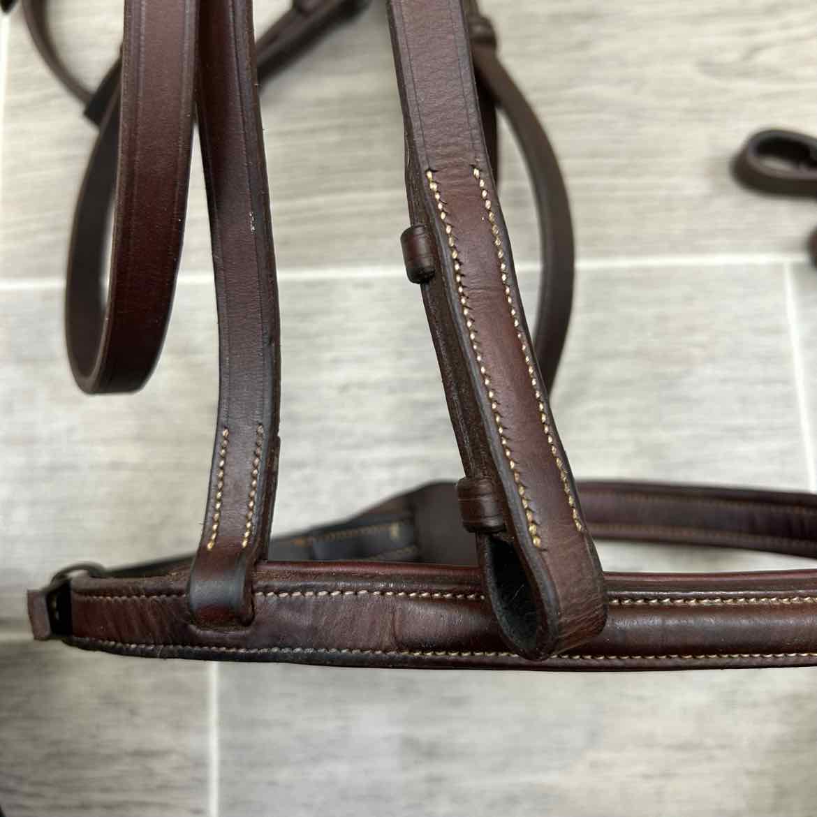 CWD Raised Fancy Stitched Noseband with Matching Laced Reins, Brown, Size Full (