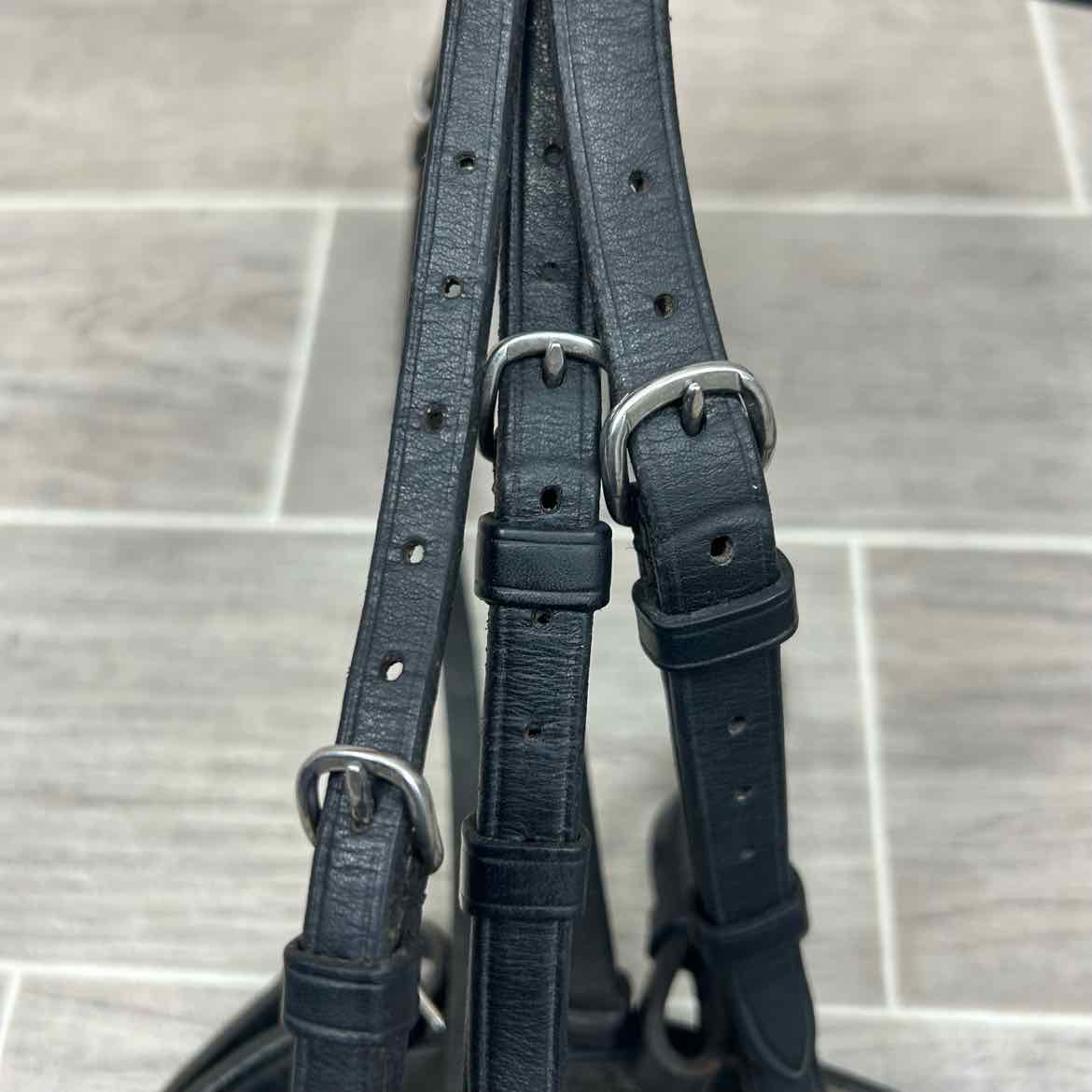 Vespucci Double Raised Dressage Bridle with Reins, Missing Flash, Black, Size Fu