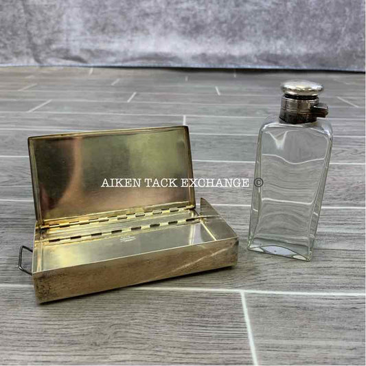 Swaine & Brigg Silver Plated Ladies Flask & Sandwich Case