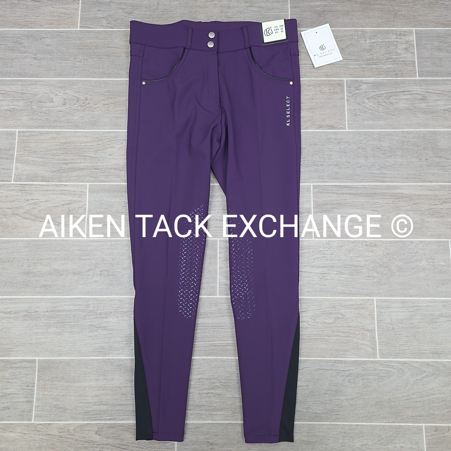 KL Select Gabrielle Knee Patch Breeches, Purple, Women's Size 28R