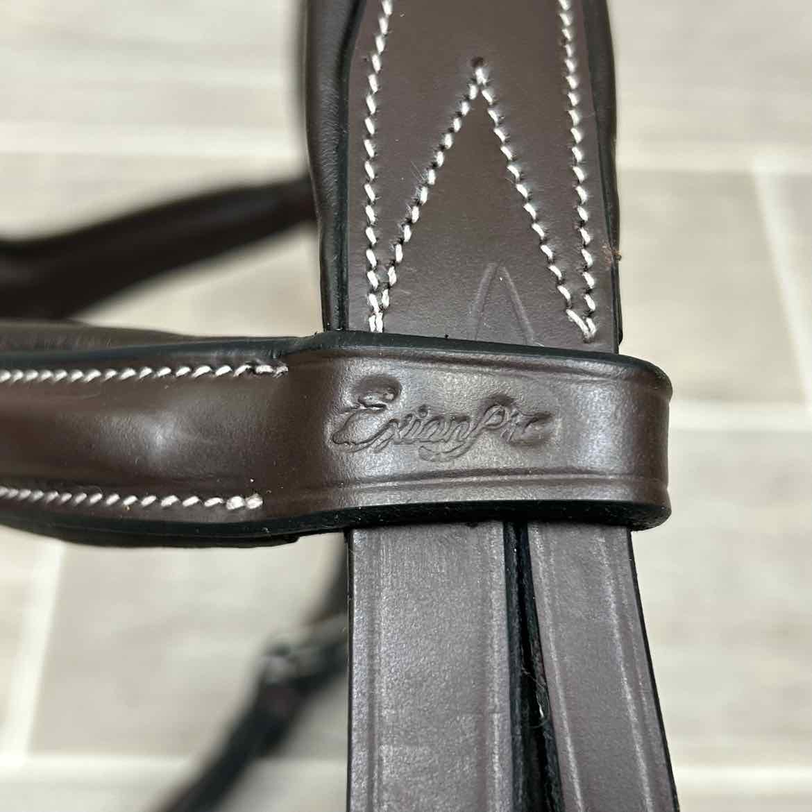 ExionPro Fancy Stitched Padded Bridle, No Reins, Brown, Oversize