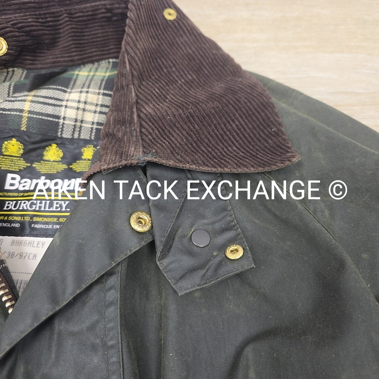 Barbour Burghley Waxed Trench Coat, Size 38
