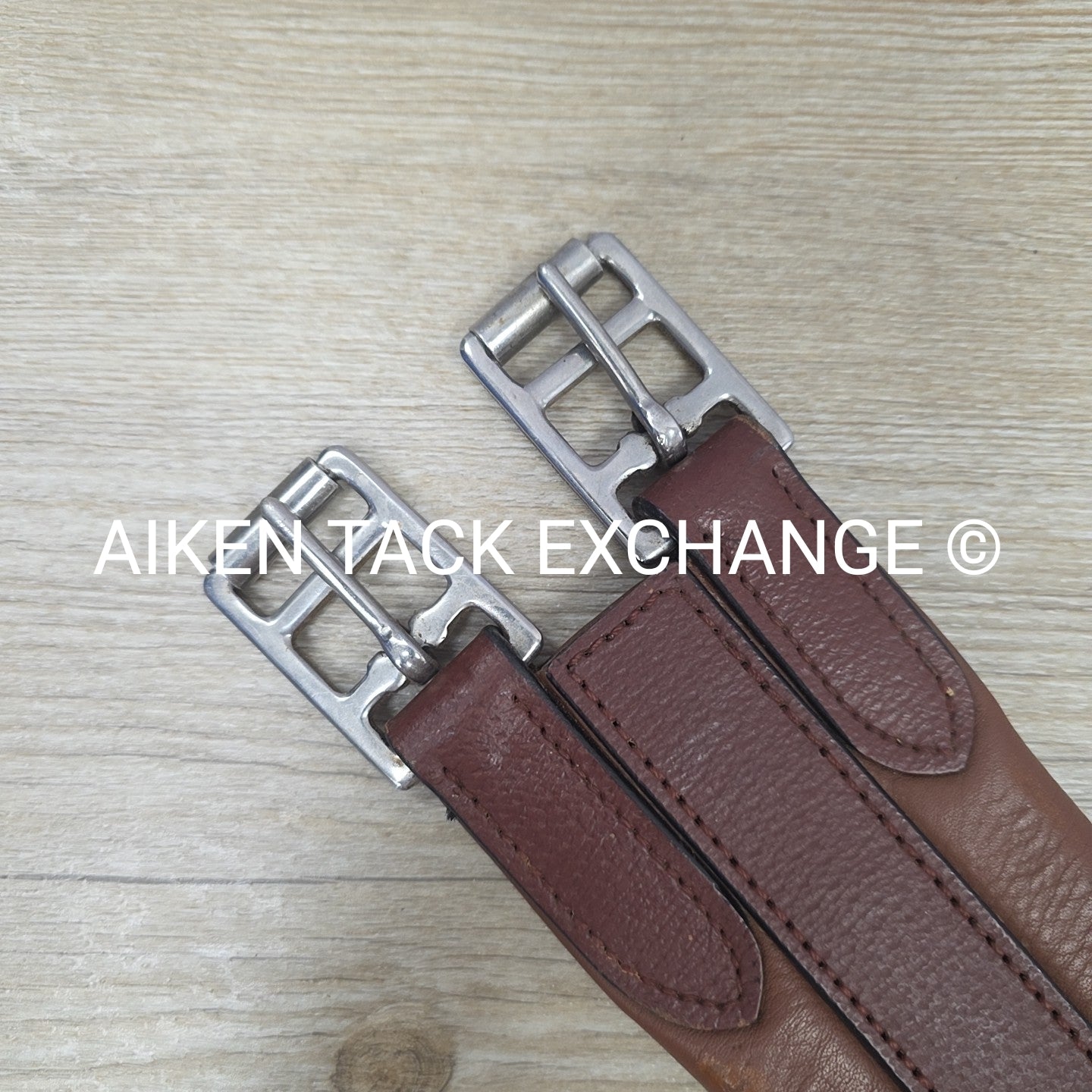 Leather Girth with Single End Elastic, Brown 54"
