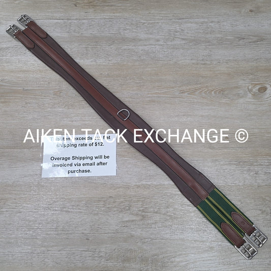 Leather Girth with Single End Elastic, Brown, 38"