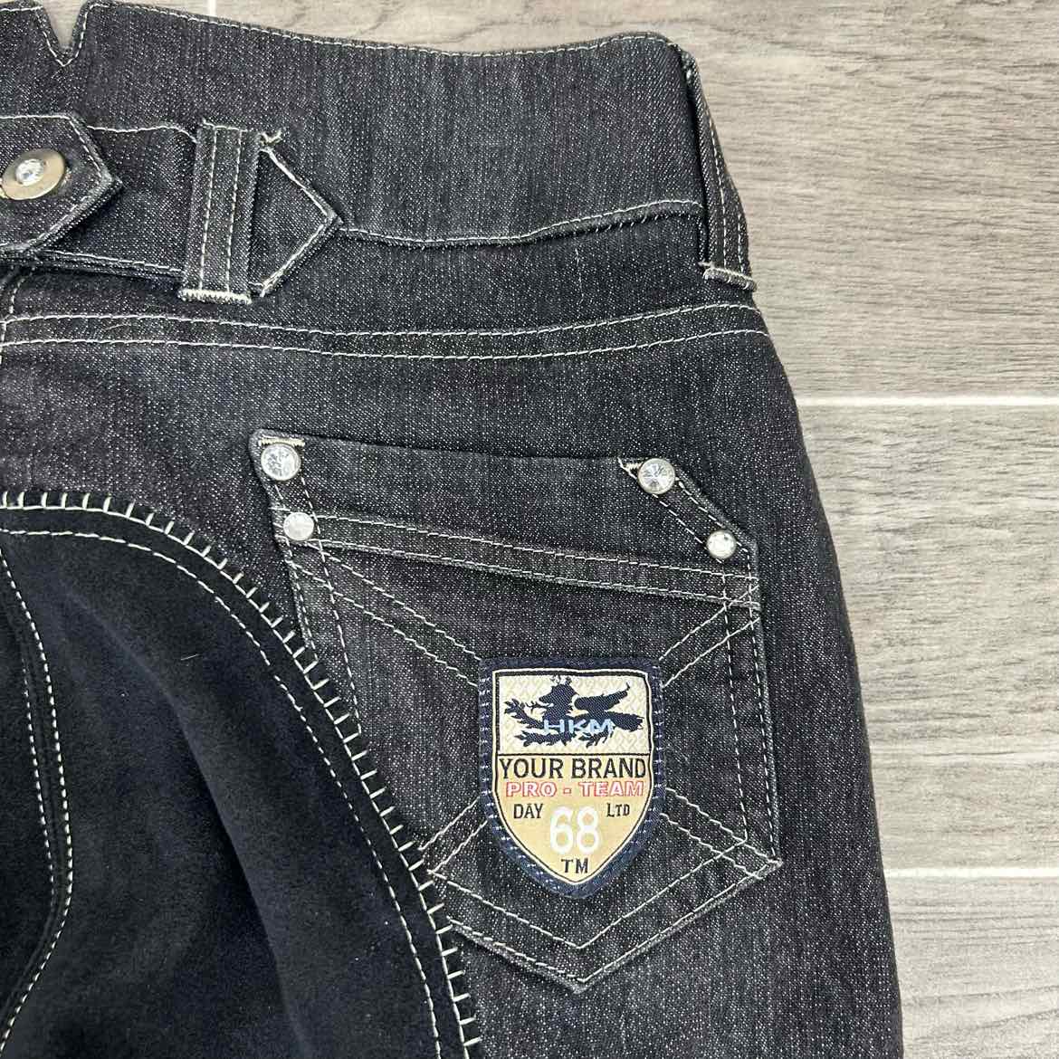 HKM Ms Blink Full Seat Denim Boot Cut Breeches, Size 30