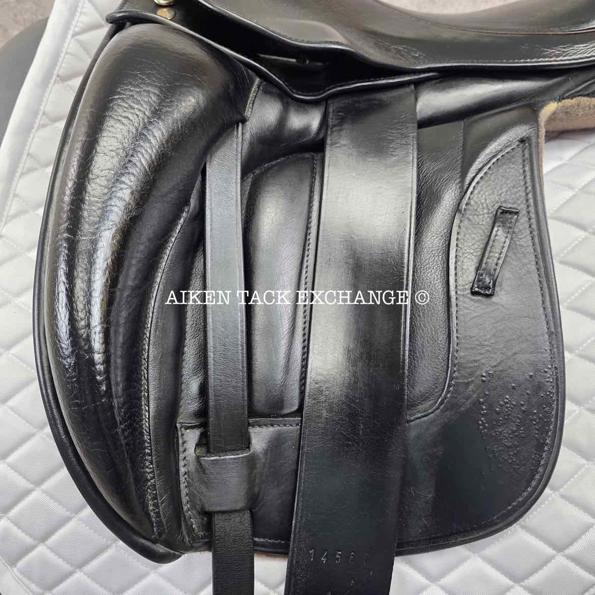 2011 Black Country Vinici Monoflap Dressage Saddle, 17.5" Seat, Medium Wide Tree, Wool Flocked Serge Panels