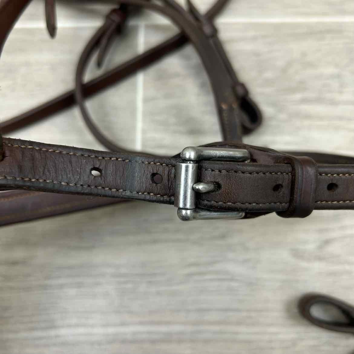 CWD Raised Fancy Stitched Noseband with Matching Laced Reins, Brown, Size Full (