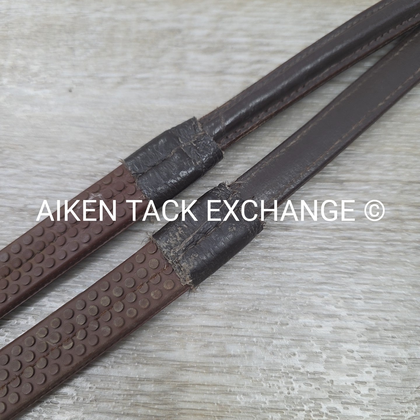 Plain Raised Rubber Reins, Brown, Size Cob / 54"