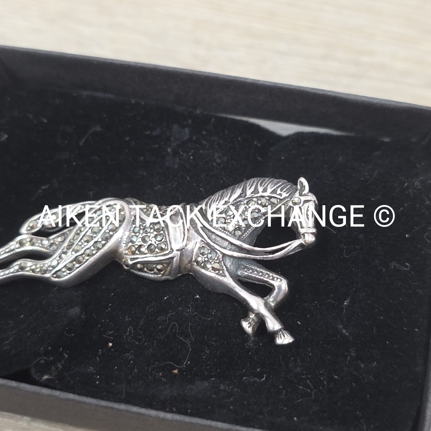 Marcasite & Sterling Silver Running Horse Broach