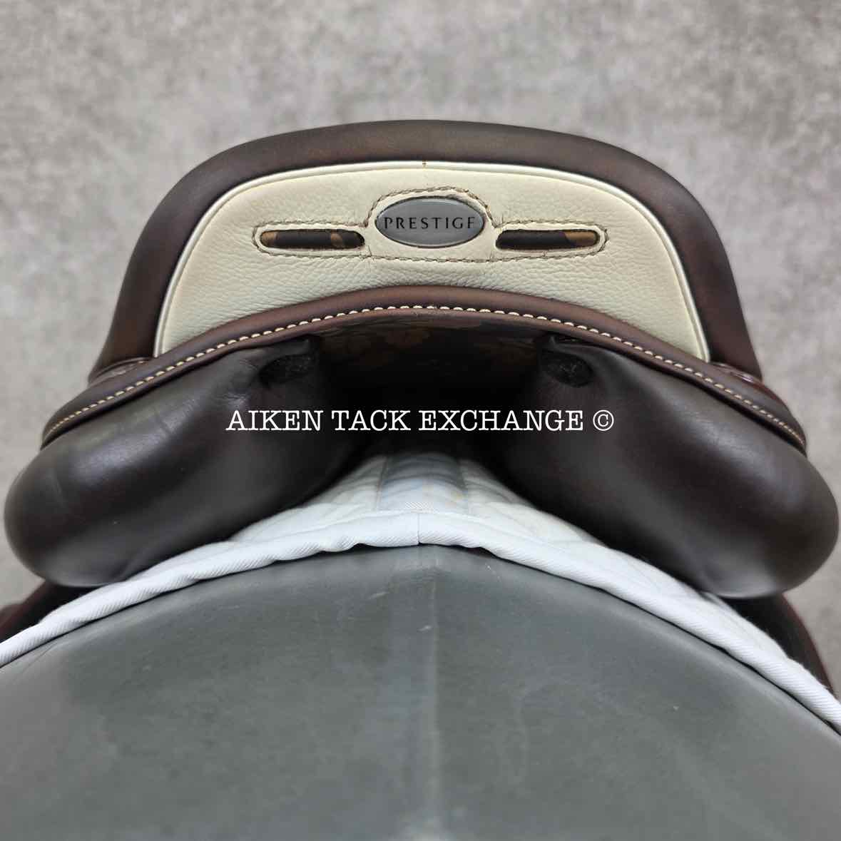 **SOLD** 2023 Prestige X-Advanced K Monoflap Jump Saddle, 18" Seat, 35 Tree - MW/W, Wool Flocked Panels