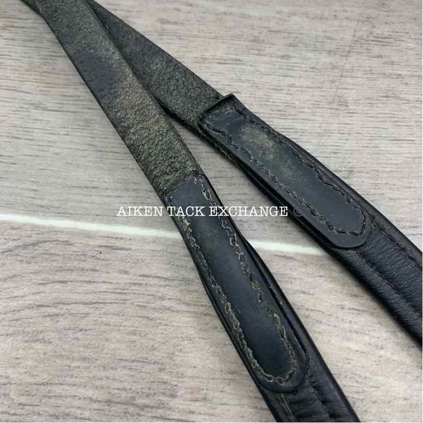 Leather Reins with Hand Stops & Hook Stud Ends, Black, 60"
