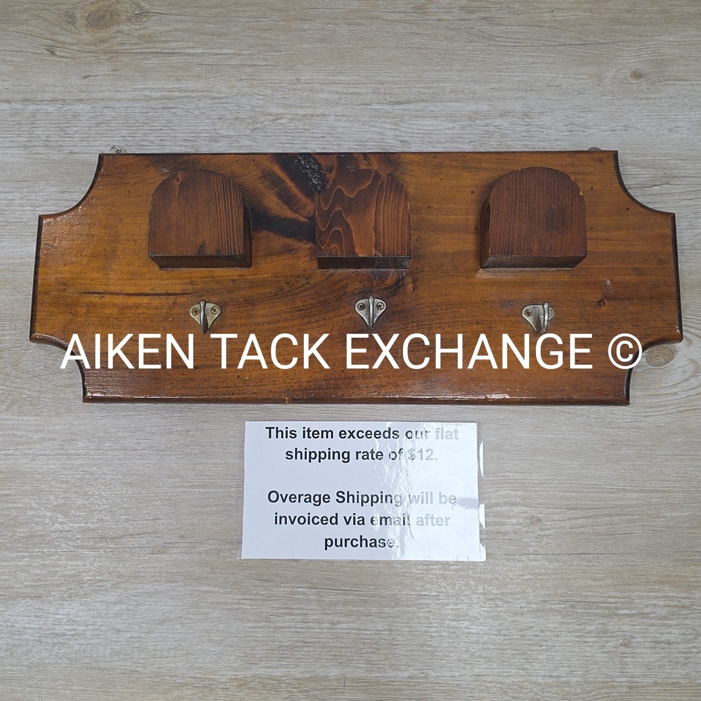 Hanging Wood Bridle Rack, Holds 3
