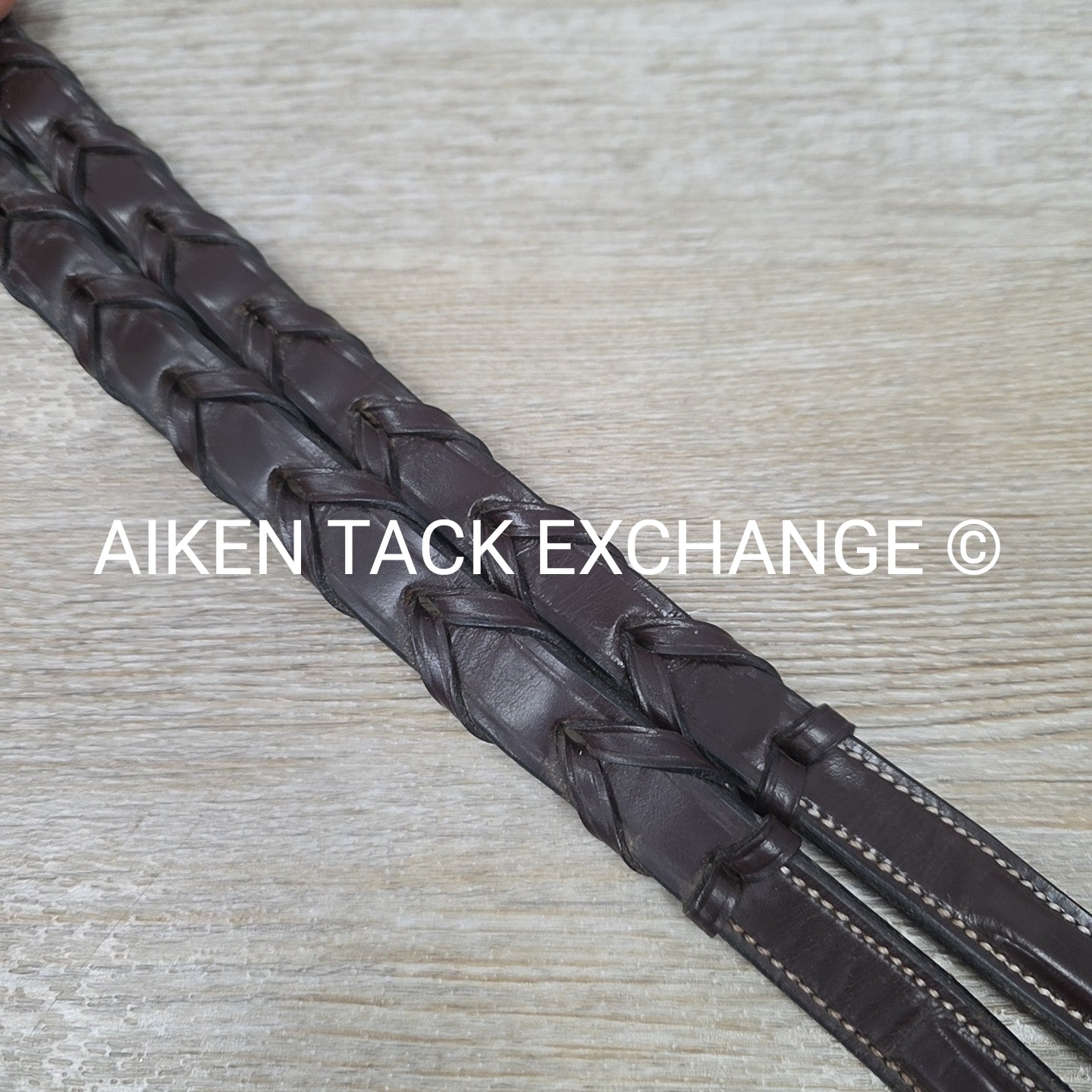 KL Select Black Oak Fancy Stitched Square Raised Laced Reins, Brown, 55"