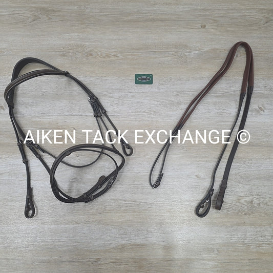 HDR Pro Mono Crown Flash Bridle with Rubber Reins, Havana, Oversize