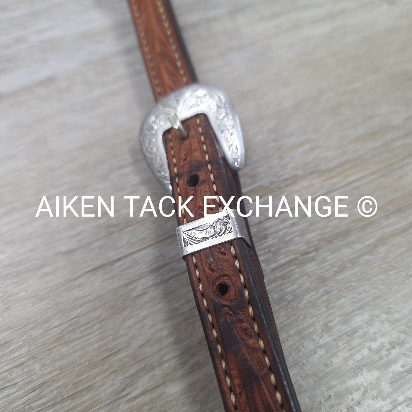 One Ear Silver Western Show Headstall, No Reins, Size Full