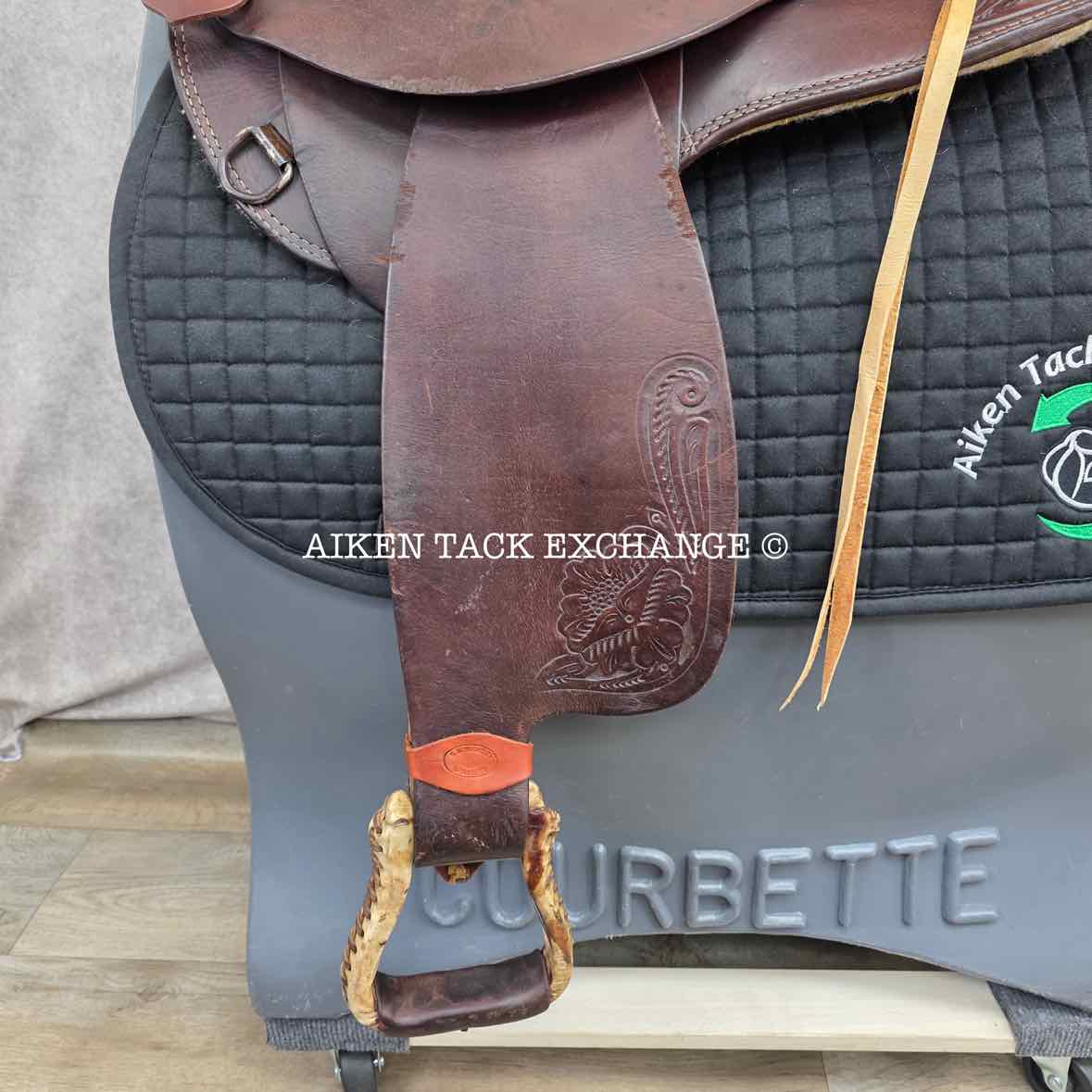 Bona Allen Western Roping Saddle, 15" Seat, Regular Tree - Semi QH Bars