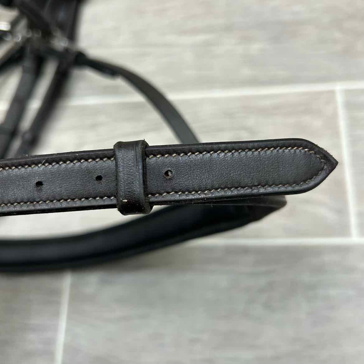 Padded Square Raised Fancy Stitch Monocrown Hunter Bridle, No Reins, Oversize