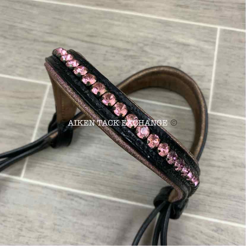 Halter Ego Rolled Leather Snaffle Bridle, No Reins, Missing Flash Strap, Oversiz